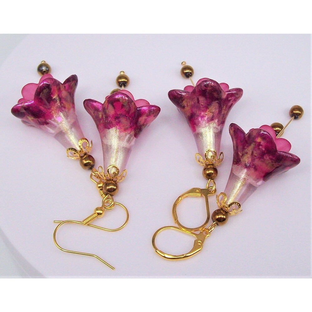 Boho Floral Statement Earrings Dangle, Hand Painted, Artisan Crafted Flower Jewe